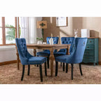 Okak Farmhouse – Lot de 2 chaises de salle à manger rembourrées, pieds en bois massif, cloutées, chaises d'appoint touffues en velours confortables pour table de salle à manger