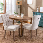 Okak Farmhouse – Lot de 2 chaises de salle à manger rembourrées, pieds en bois massif, cloutées, chaises d'appoint touffues en velours confortables pour table de salle à manger