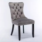 Okak Farmhouse – Lot de 2 chaises de salle à manger rembourrées, pieds en bois massif, cloutées, chaises d'appoint touffues en velours confortables pour table de salle à manger