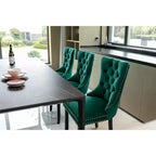 Okak Farmhouse – Lot de 2 chaises de salle à manger rembourrées, pieds en bois massif, cloutées, chaises d'appoint touffues en velours confortables pour table de salle à manger