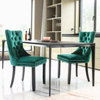 Okak Farmhouse – Lot de 2 chaises de salle à manger rembourrées, pieds en bois massif, cloutées, chaises d'appoint touffues en velours confortables pour table de salle à manger