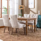 Okak Farmhouse – Lot de 2 chaises de salle à manger rembourrées, pieds en bois massif, cloutées, chaises d'appoint touffues en velours confortables pour table de salle à manger