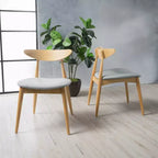 Chaises de salle à manger Christopher Knight Home Barron, de style mi-siècle moderne, en bois d'hévéa, avec revêtement en tissu (Lot de 2)