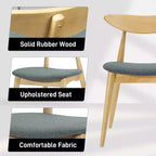 Chaises de salle à manger Christopher Knight Home Barron, de style mi-siècle moderne, en bois d'hévéa, avec revêtement en tissu (Lot de 2)