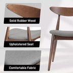 Chaises de salle à manger Christopher Knight Home Barron, de style mi-siècle moderne, en bois d'hévéa, avec revêtement en tissu (Lot de 2)