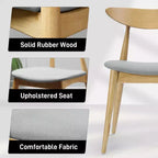 Chaises de salle à manger Christopher Knight Home Barron, de style mi-siècle moderne, en bois d'hévéa, avec revêtement en tissu (Lot de 2)