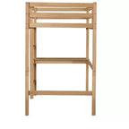 MAYEERTY Lit mezzanine double avec rambarde de sécurité, bureau intégré, échelle beige