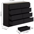 Acekool Commode 8 Tiroirs pour Chambre à Coucher, Grande Commode Double, Grande Commode Horizontale avec Tiroirs Profonds, Rangement Moderne pour Salon, Couloir, Chambre d'Enfant