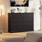 Acekool Commode 8 Tiroirs pour Chambre à Coucher, Grande Commode Double, Grande Commode Horizontale avec Tiroirs Profonds, Rangement Moderne pour Salon, Couloir, Chambre d'Enfant
