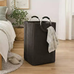 Evideco Articles de maison français Panier à linge en velours côtelé 55L Gris anthracite