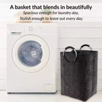 Evideco Articles de maison français Panier à linge en velours côtelé 55L Gris anthracite
