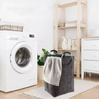 Evideco Articles de maison français Panier à linge en velours côtelé 55L Gris anthracite