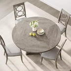 Table à manger ronde en MDF de 47 pouces pour 4 à 6 personnes, plateau et pieds en bois de style rustique, grande table de maison pour cuisine salon (sans chaises)