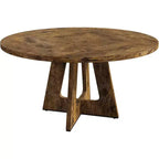 Table à manger ronde en MDF de 47 pouces pour 4 à 6 personnes, plateau et pieds en bois de style rustique, grande table de maison pour cuisine salon (sans chaises)