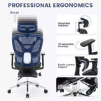 Chaise de bureau ergonomique, chaise de bureau ergonomique à dossier haut avec support lombaire réglable, chaise de bureau à domicile en maille, chaise de jeu avec repose-pieds