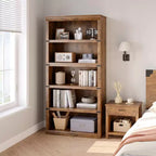 GustoWave Bibliothèque 5 niveaux en bois, Étagère de rangement style ferme, Bibliothèque haute de 180,34 cm (71 po), Bibliothèque en bois 171,2 cm (67,4 H) x 80 cm (31,5 l) x 32,5 cm (12,8 P)