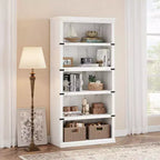 GustoWave Bibliothèque 5 niveaux en bois, Étagère de rangement style ferme, Bibliothèque haute de 180,34 cm (71 po), Bibliothèque en bois 171,2 cm (67,4 H) x 80 cm (31,5 l) x 32,5 cm (12,8 P)