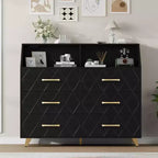 Commode à 6 tiroirs CuisinSmart, commode en bois avec station de charge, commode de rangement moderne Meuble TV avec tiroirs pour le salon