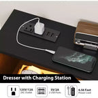 Commode à 6 tiroirs CuisinSmart, commode en bois avec station de charge, commode de rangement moderne Meuble TV avec tiroirs pour le salon