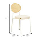 Chaises de salle à manger LeisureMod Euston en velours et rotin à dossier ouvert, ensemble de 2, base en acier inoxydable, sièges modernes et confortables pour cuisine, salle à manger, café