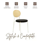 Chaises de salle à manger LeisureMod Euston en velours et rotin à dossier ouvert, ensemble de 2, base en acier inoxydable, sièges modernes et confortables pour cuisine, salle à manger, café