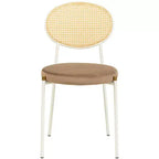 Chaises de salle à manger LeisureMod Euston en velours et rotin à dossier ouvert, ensemble de 2, base en acier inoxydable, sièges modernes et confortables pour cuisine, salle à manger, café