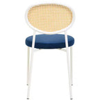 Chaises de salle à manger LeisureMod Euston en velours et rotin à dossier ouvert, ensemble de 2, base en acier inoxydable, sièges modernes et confortables pour cuisine, salle à manger, café