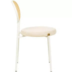Chaises de salle à manger LeisureMod Euston en velours et rotin à dossier ouvert, ensemble de 2, base en acier inoxydable, sièges modernes et confortables pour cuisine, salle à manger, café