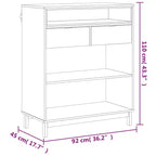 vidaXL Table de Bar Rectangulaire FLAM 92x45x110 cm, Table Haute de Bar en Bois de Pin Massif Marron avec Rangement, Plateau Robuste, Finition Chêne