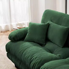 Grand canapé en forme de L pour salon, canapé-lit profond avec pouf convertible, en chenille, couleur café clair