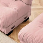 Grand canapé en forme de L pour salon, canapé-lit profond avec pouf convertible, en chenille, couleur café clair