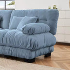 Grand canapé en forme de L pour salon, canapé-lit profond avec pouf convertible, en chenille, couleur café clair