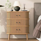 Commode à 3 tiroirs, Chiffonnier pour chambre à coucher, Table de chevet moderne du milieu du siècle, Commode spacieuse en osier naturel