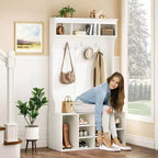 Meuble d'entrée PexFix avec banc et rangement à chaussures, 7 patères et rangement réglable