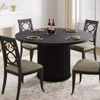 CuisinSmart 47 Inch Round Dining Table for 4-6, Black Mid Century Modern Dinner Tables for Dining Room, Living Room, Lunch