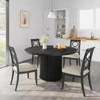 Table à manger ronde CuisinSmart de 119,38 cm pour 4 à 6 personnes, tables de salle à manger modernes du milieu du siècle noires pour salle à manger, salon, déjeuner