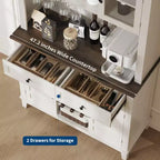 Meuble de rangement de cuisine de 183 cm de haut avec 4 portes et 2 tiroirs, casier à vin, grand espace de rangement, étagère réglable, comptoir de bar à café/vin