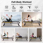 Machine Pilates Reformer avec ressorts et bandes de résistance, lit Reformer pour entraînement complet du corps avec hauteur réglable, cadre en acier au carbone