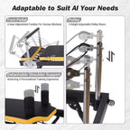 Machine Pilates Reformer avec ressorts et bandes de résistance, lit Reformer pour entraînement complet du corps avec hauteur réglable, cadre en acier au carbone