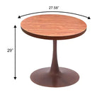 Table de salle à manger ronde LeisureMod Bristol 27, plateau en MDF avec base piédestal en acier noyer, table d'appoint moderne pour cuisine et salle à manger pour petits espaces