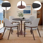 Table de salle à manger ronde LeisureMod Bristol 27, plateau en MDF avec base piédestal en acier noyer, table d'appoint moderne pour cuisine et salle à manger pour petits espaces