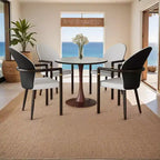 Table de salle à manger ronde LeisureMod Bristol 27, plateau en MDF avec base piédestal en acier noyer, table d'appoint moderne pour cuisine et salle à manger pour petits espaces