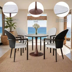 Table de salle à manger ronde LeisureMod Bristol 27, plateau en MDF avec base piédestal en acier noyer, table d'appoint moderne pour cuisine et salle à manger pour petits espaces