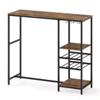 Table de bar longue Costway 48 avec étagères de rangement, casiers à vin et porte-verres pour cuisine