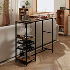 Table de bar longue Costway 48 avec étagères de rangement, casiers à vin et porte-verres pour cuisine