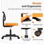 Chaise de bureau sans accoudoirs en maille, réglable en hauteur avec soutien lombaire, fauteuil pivotant à roulettes pour petits espaces
