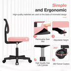 Chaise de bureau sans accoudoirs en maille, réglable en hauteur avec soutien lombaire, fauteuil pivotant à roulettes pour petits espaces