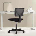 Chaise de bureau sans accoudoirs en maille, réglable en hauteur avec soutien lombaire, fauteuil pivotant à roulettes pour petits espaces