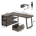MAYEERTY Bureau d'angle réversible en L avec 3 tiroirs et étagères ouvertes, bureau d'ordinateur de 134,6 cm pour la maison/bureau