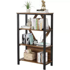 GustoWave Book Shelf - Bookcase with Open Display Shelves Wood and Metal Standing Bookshelf with Storage Rack